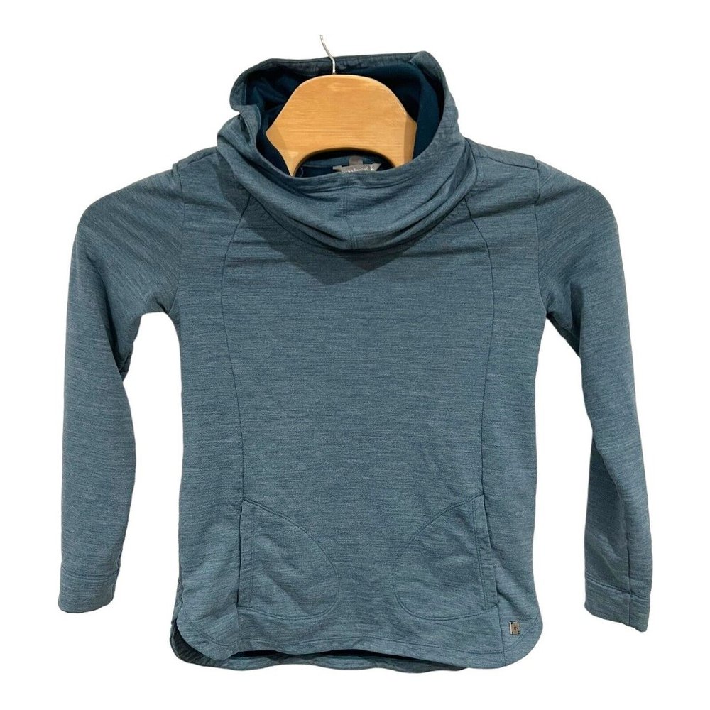 Smartwool Womens Medium Blue Hoodie Sweatshirt Merino Wool Blend Outdoor Casual